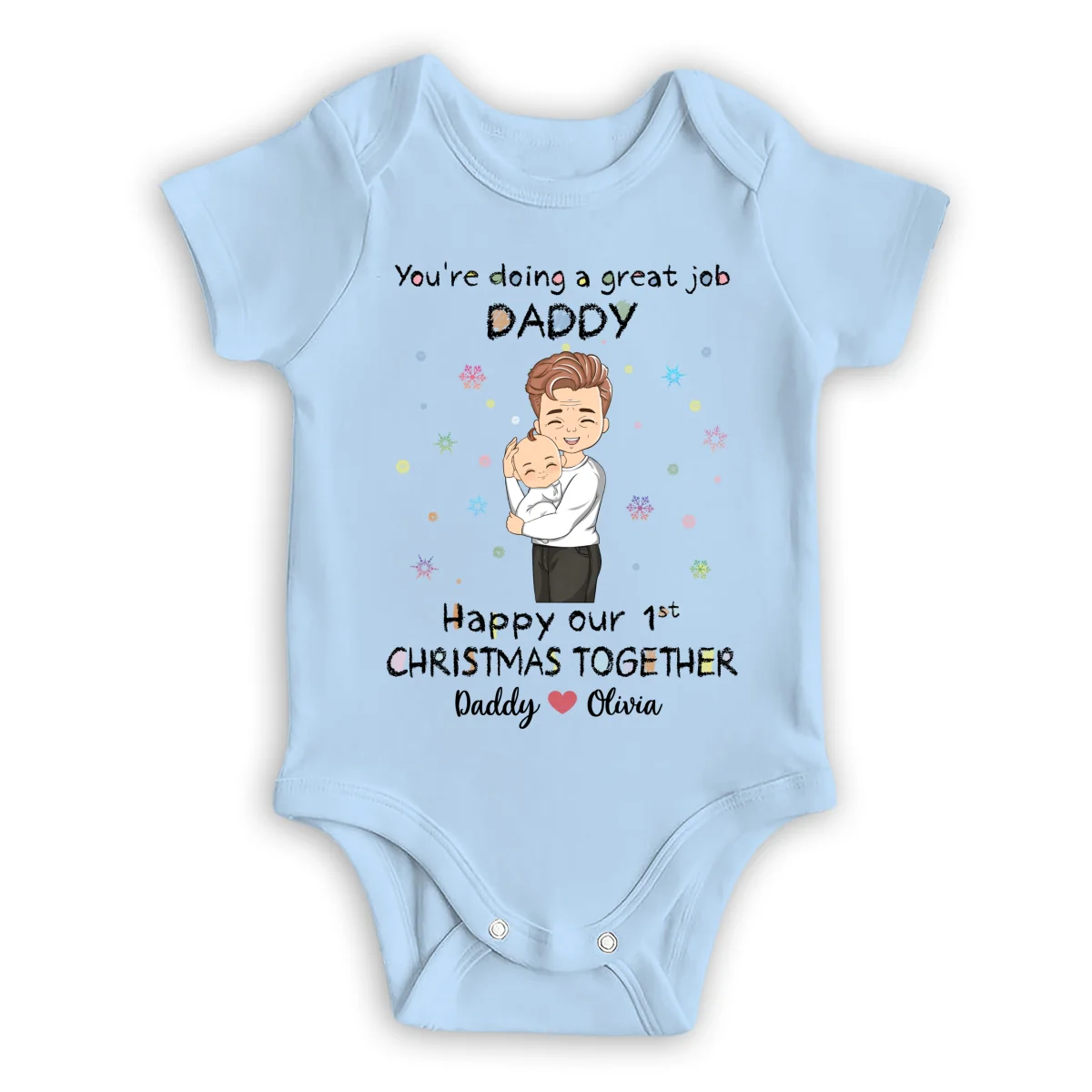 Daddy Doing A Great Job Christmas - Personalized Custom Baby Onesie - Image 8