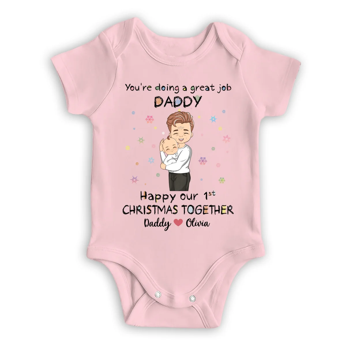 Daddy Doing A Great Job Christmas - Personalized Custom Baby Onesie - Image 9