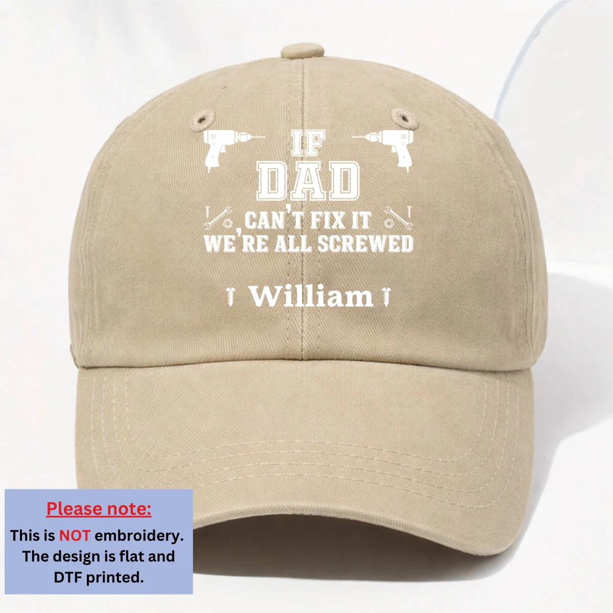 Daddy Fix It - Personalized Custom Vintage Washed Denim Cap - Image 10