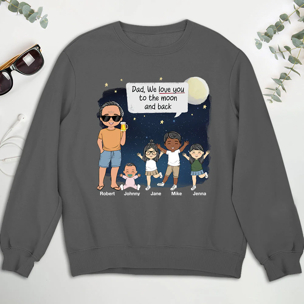 Daddy I Love You To The Moon And Back - Personalized Custom Shirt - Image 6