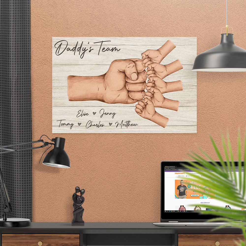 Daddy And Kids Together We Are A Team - Personalized Custom Poster - Image 3