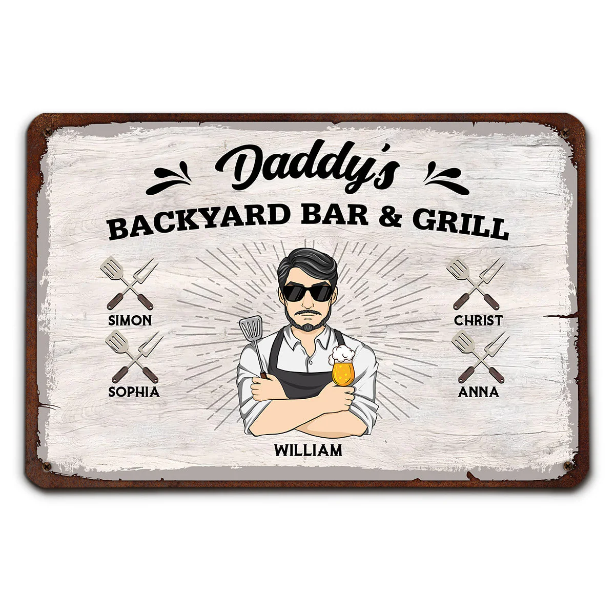 Daddy Mommy Grilling Place - Personalized Custom Metal Sign