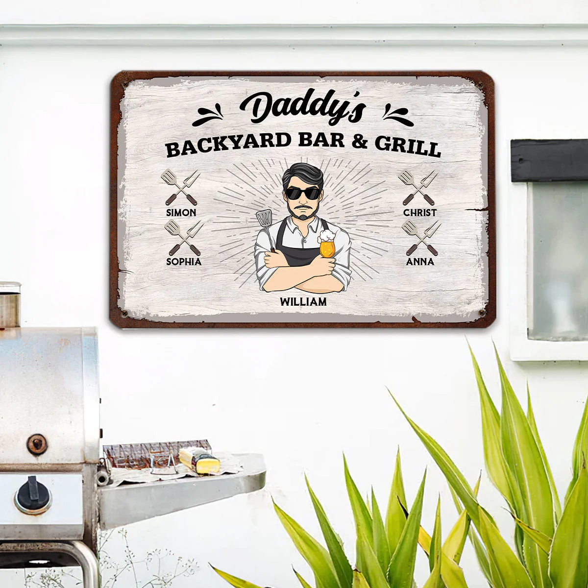 Daddy Mommy Grilling Place - Personalized Custom Metal Sign - Image 4