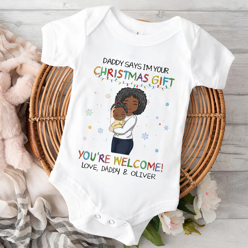 Daddy Says I Am Your Christmas Gift - Personalized Custom Baby Onesie - Image 2