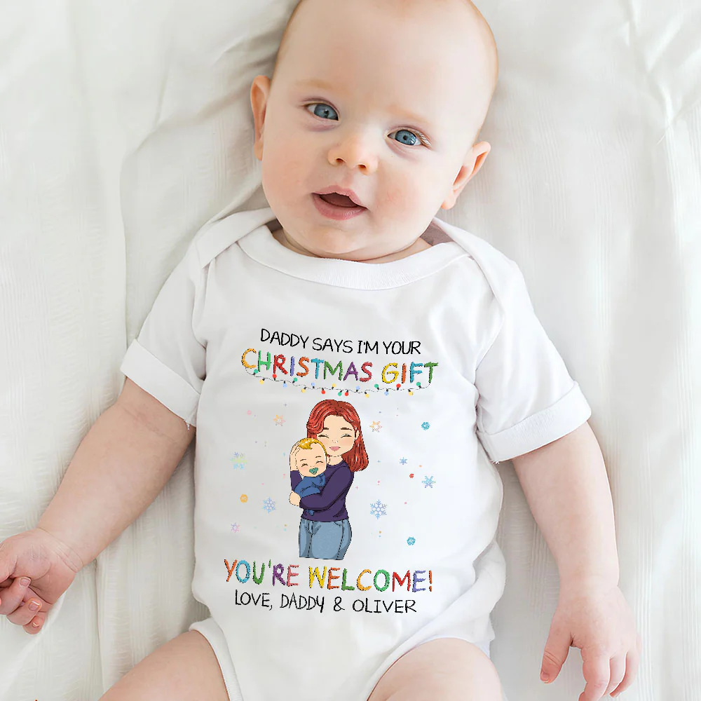 Daddy Says I Am Your Christmas Gift - Personalized Custom Baby Onesie - Image 3