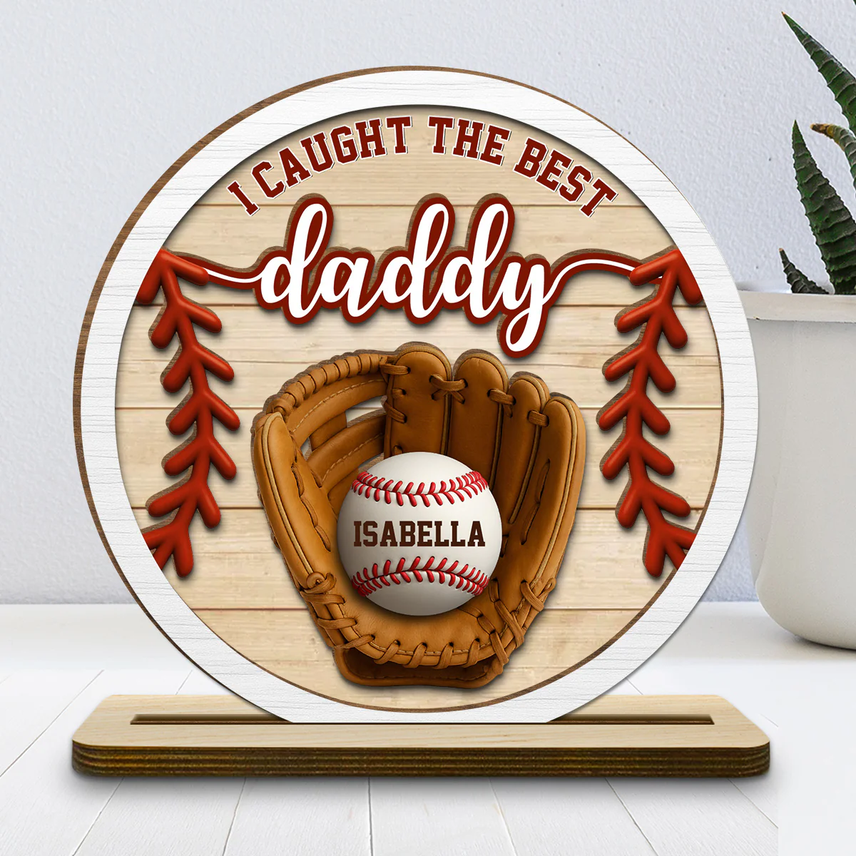 Daddy Team - Personalized Custom 2-Layer Wood Plaque With Flat - Image 2