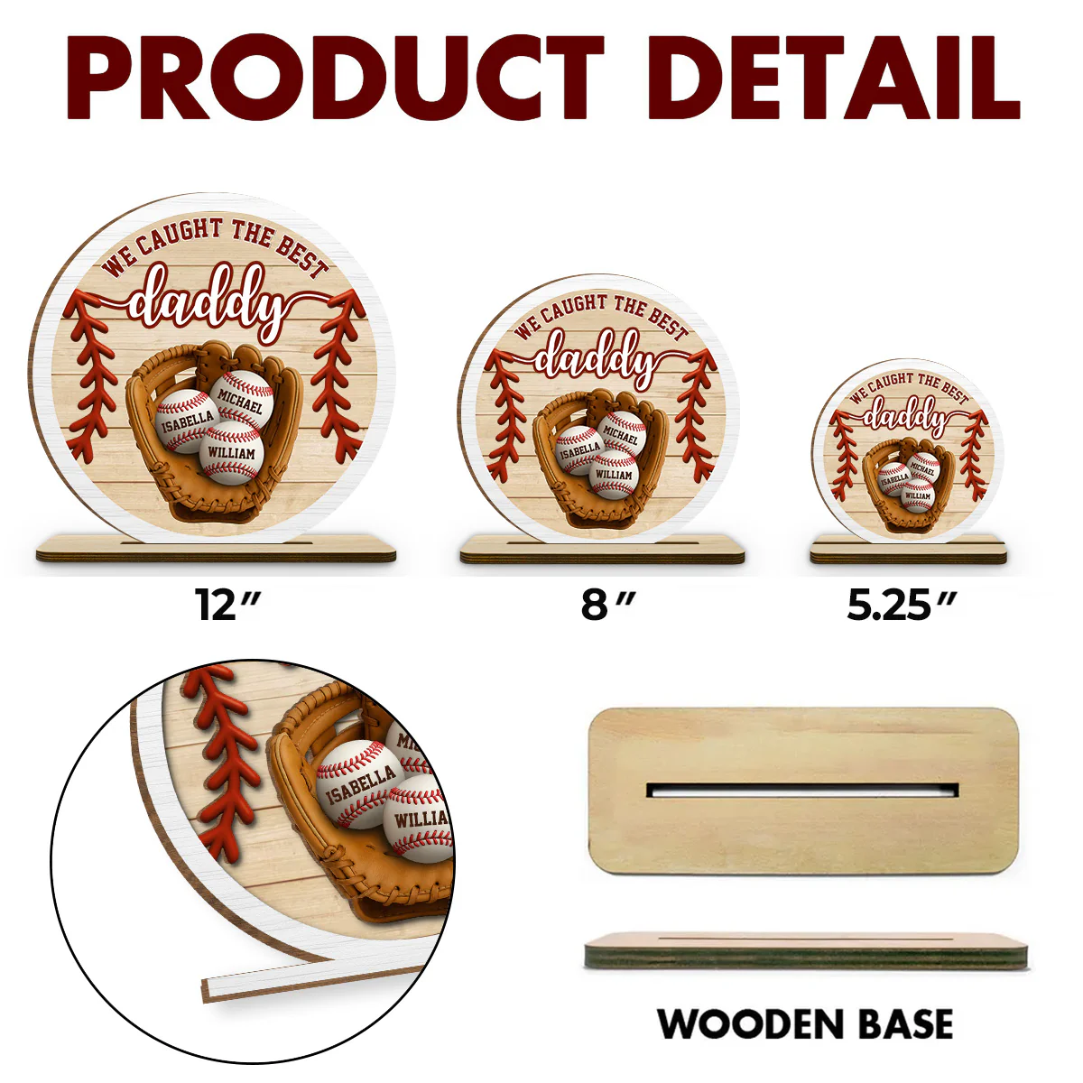 Daddy Team - Personalized Custom 2-Layer Wood Plaque With Flat - Image 5