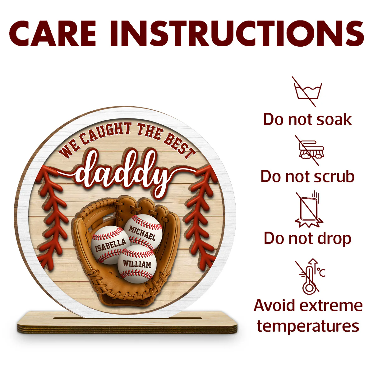 Daddy Team - Personalized Custom 2-Layer Wood Plaque With Flat - Image 6