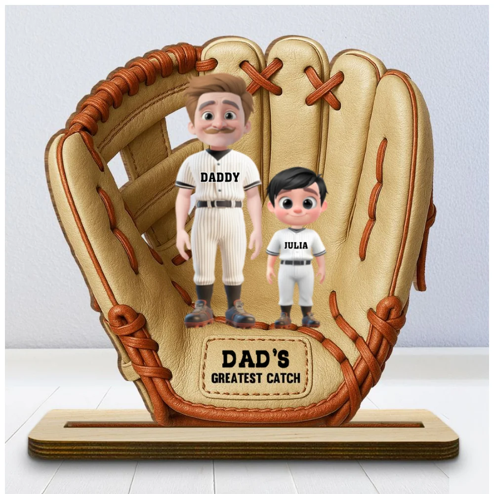 Daddy Team - Personalized Custom 2-Layer Wood Plaque With Flat Base - Image 8