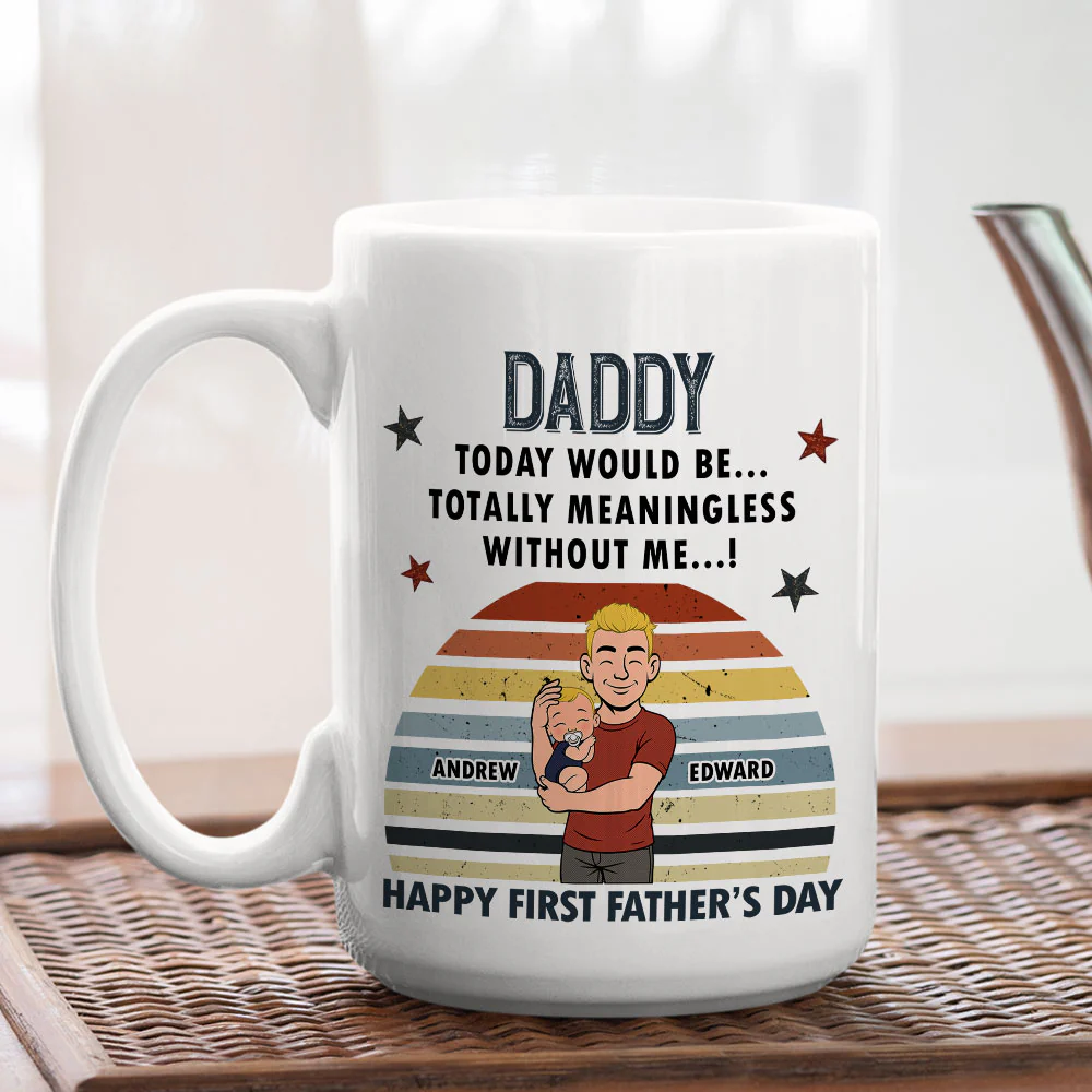 Daddyhood Starts With Love - Personalized Custom Coffee Mug - Image 4
