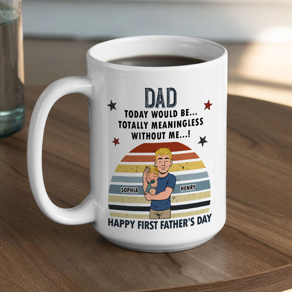 Daddyhood Starts With Love - Personalized Custom Coffee Mug - Image 5