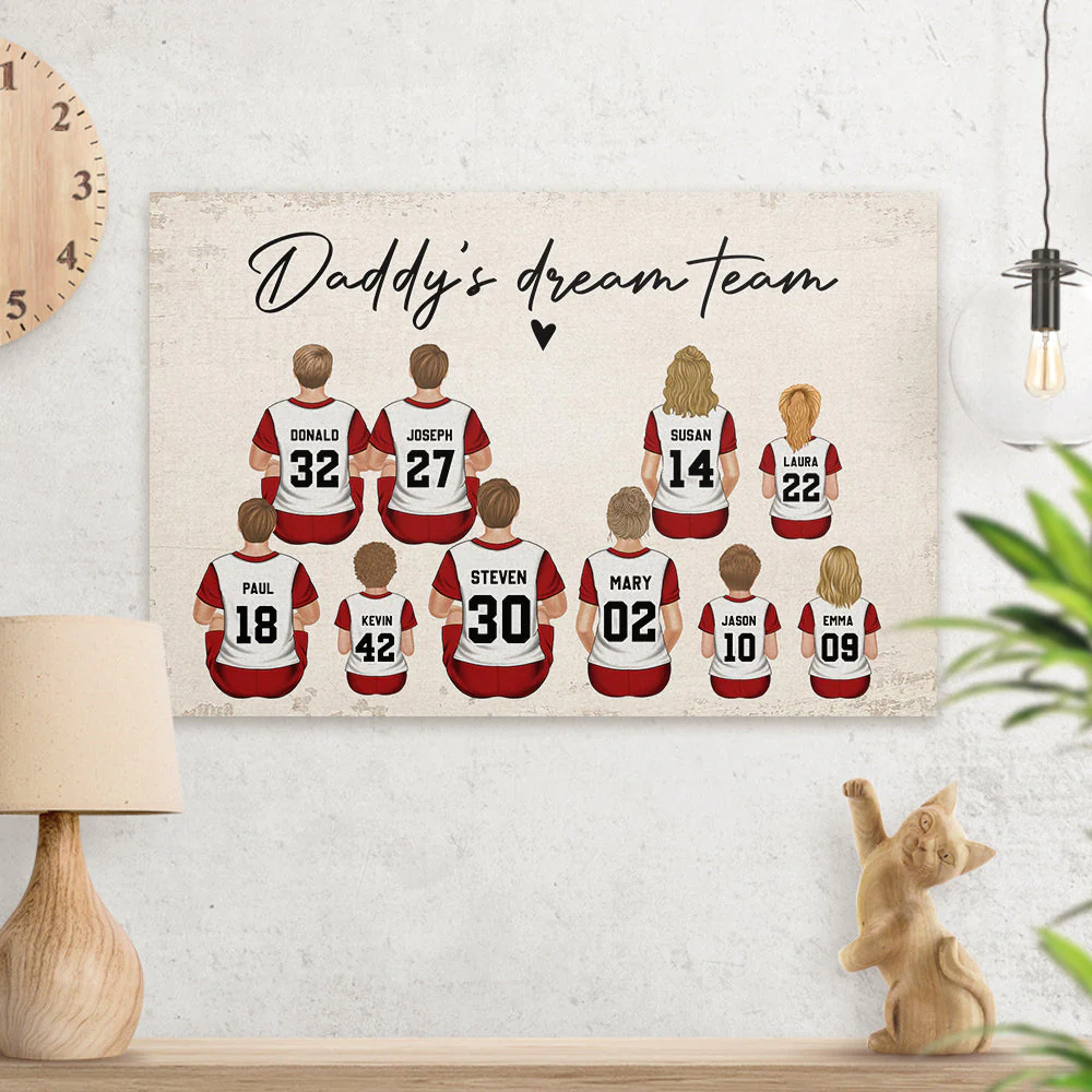 Daddys Team Baseball Family Sitting - Personalized Custom Poster - Image 5