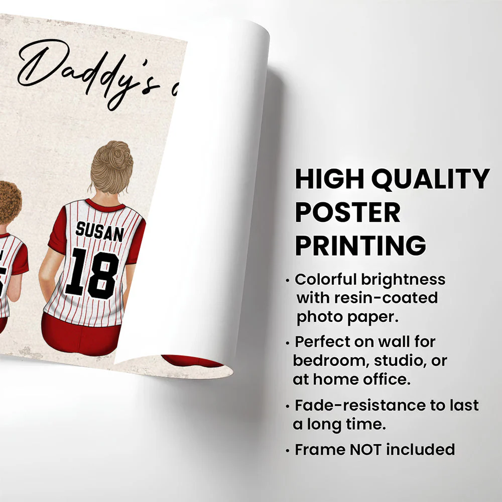 Daddys Team Baseball Family Sitting - Personalized Custom Poster - Image 6