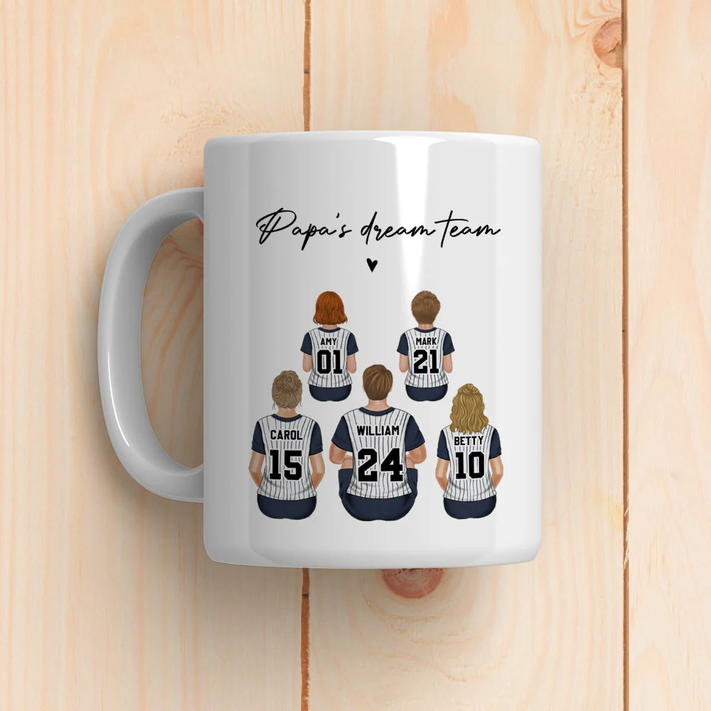Daddys Team Basketball Family Sitting - Personalized Custom Coffee Mug - Image 4