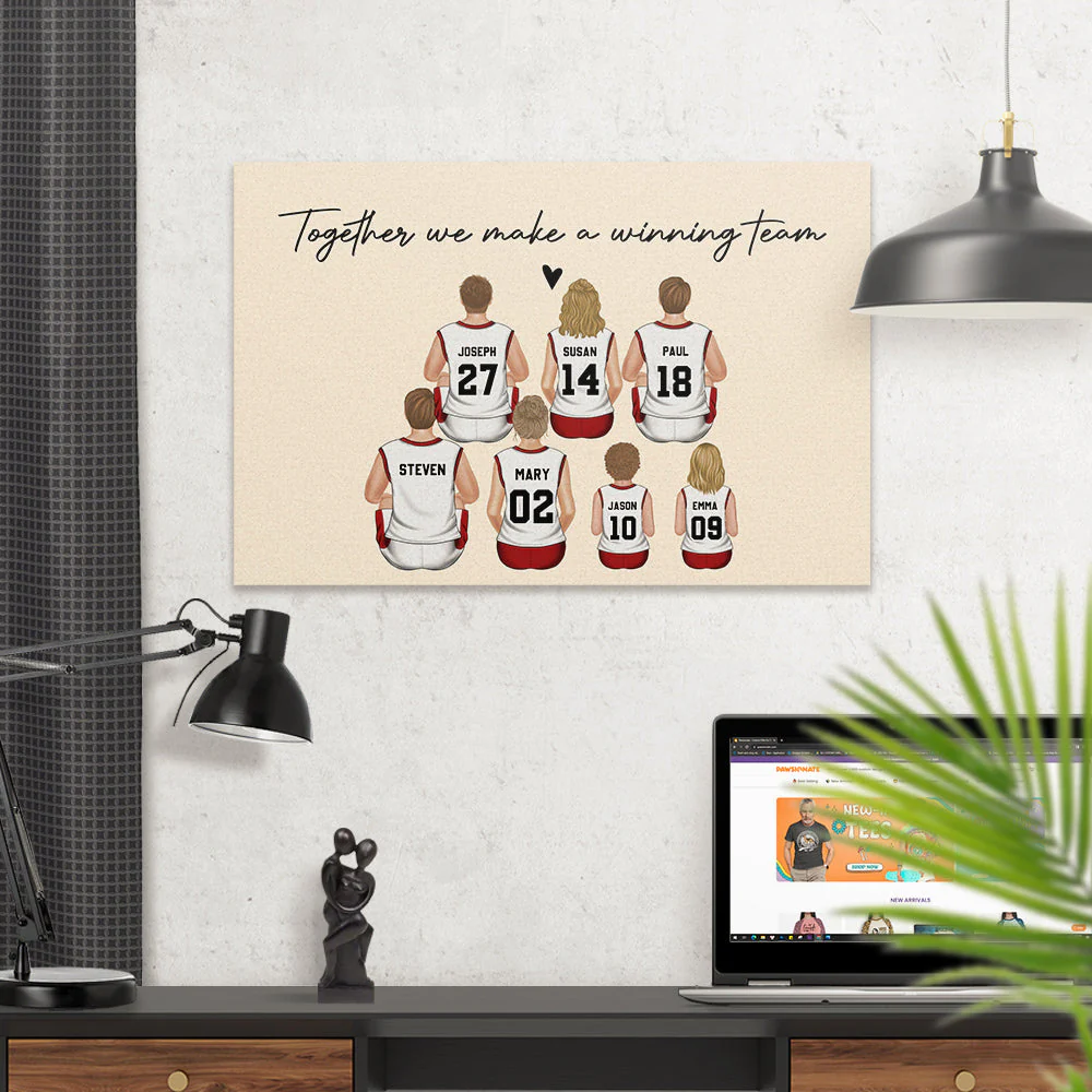 Daddys Team Basketball Family Sitting - Personalized Custom Poster - Image 3
