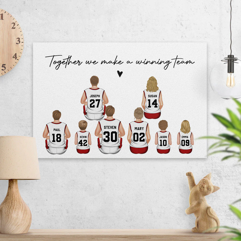 Daddys Team Basketball Family Sitting - Personalized Custom Poster - Image 4
