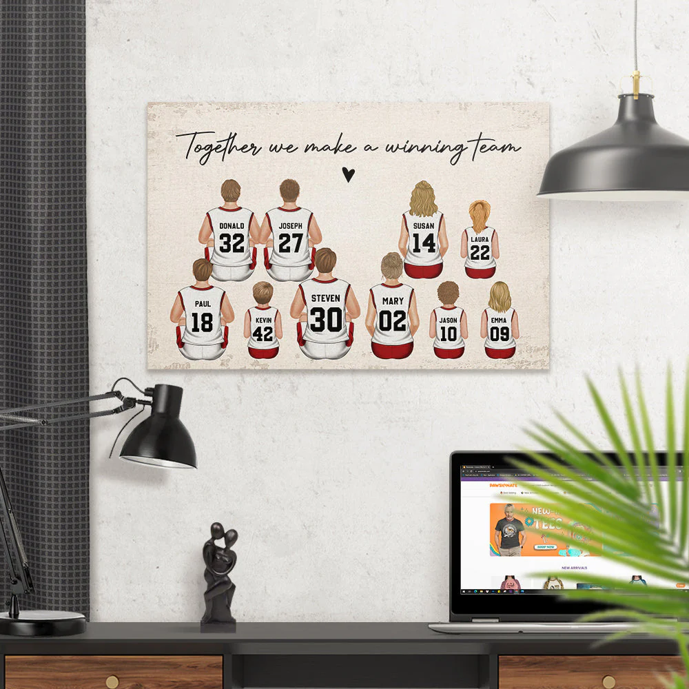 Daddys Team Basketball Family Sitting - Personalized Custom Poster - Image 5