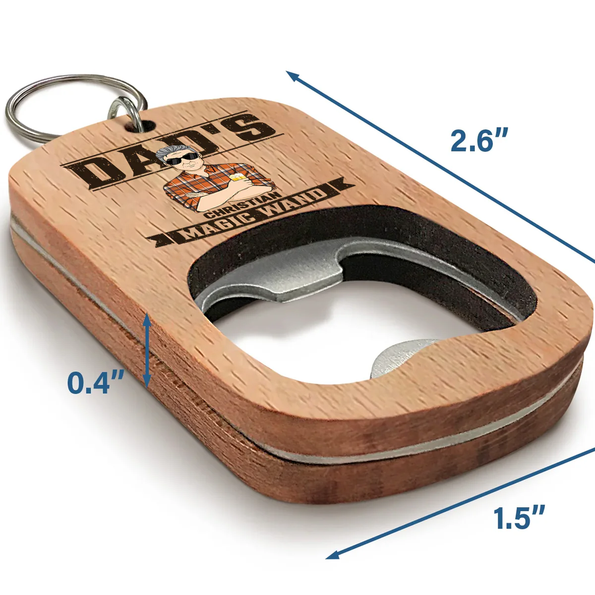 Dads Survival - Personalized Custom Bottle Opener Keychain - Image 3
