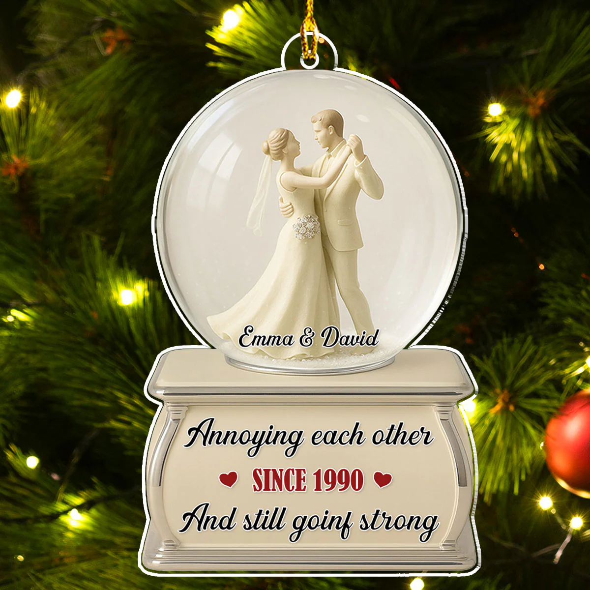 Dancing Couple Snow Globe - Personalized Custom Acrylic Ornament - Image 2