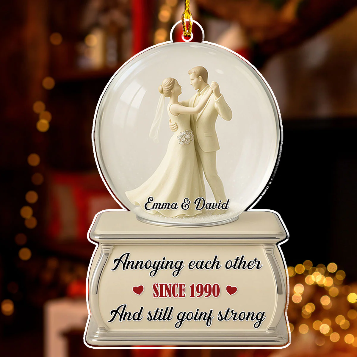 Dancing Couple Snow Globe - Personalized Custom Acrylic Ornament - Image 3