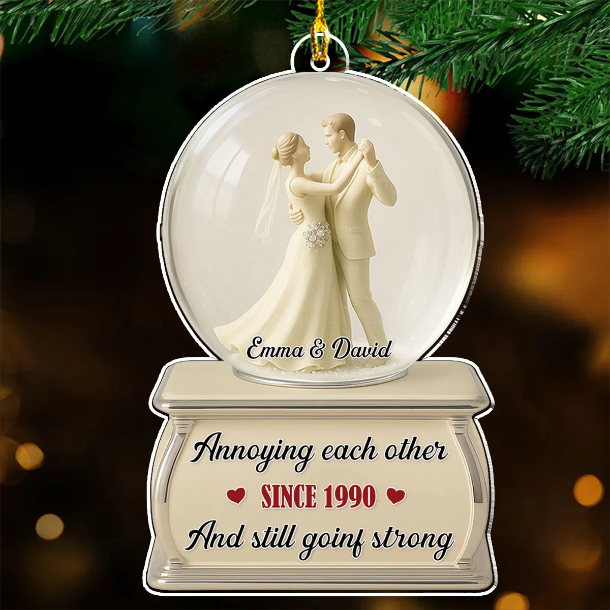 Dancing Couple Snow Globe - Personalized Custom Acrylic Ornament - Image 4