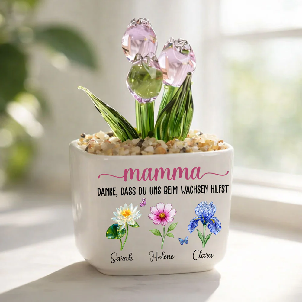 Danke, Dass Du Mir Beim Wachsen Hilfst - Personalisierte Glas-Ewige Tulpen - Image 2
