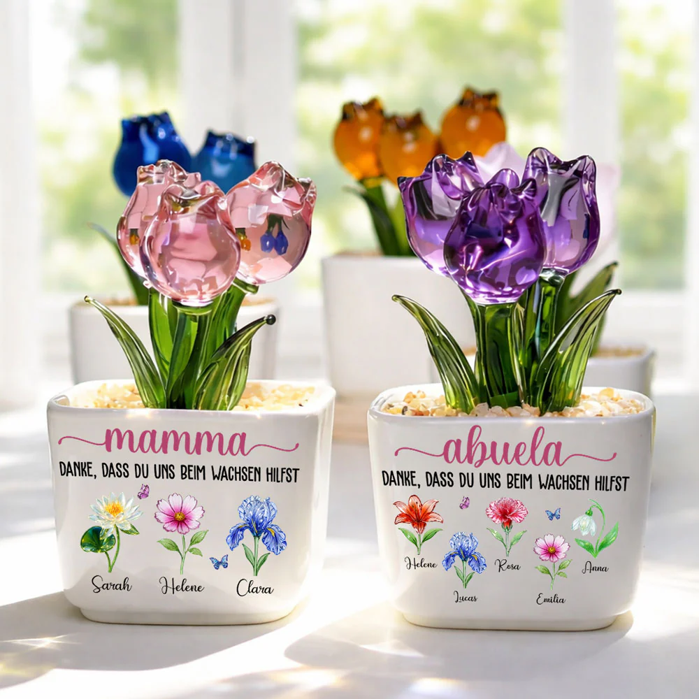 Danke, Dass Du Mir Beim Wachsen Hilfst - Personalisierte Glas-Ewige Tulpen - Image 3