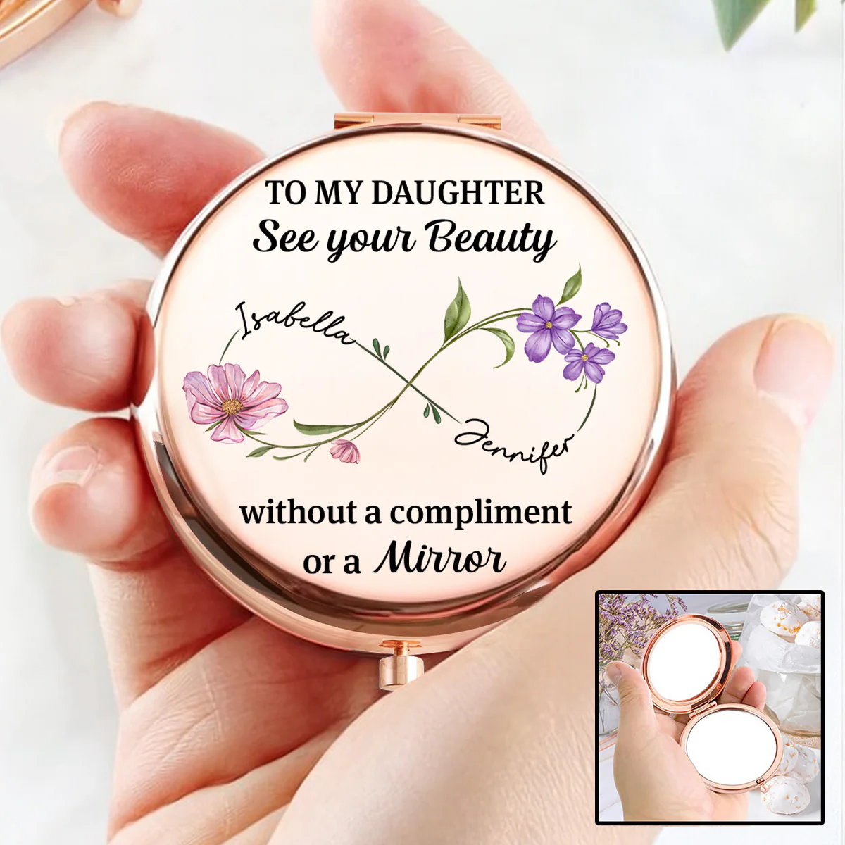 Daughter See Your Own Beauty - Personalized Custom Compact Mirror