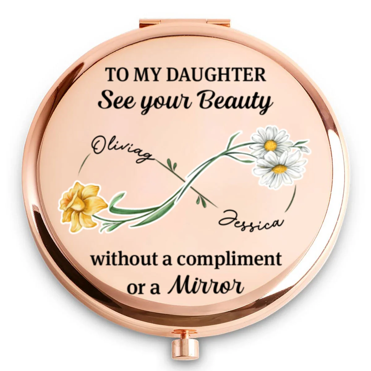 Daughter See Your Own Beauty - Personalized Custom Compact Mirror - Image 5
