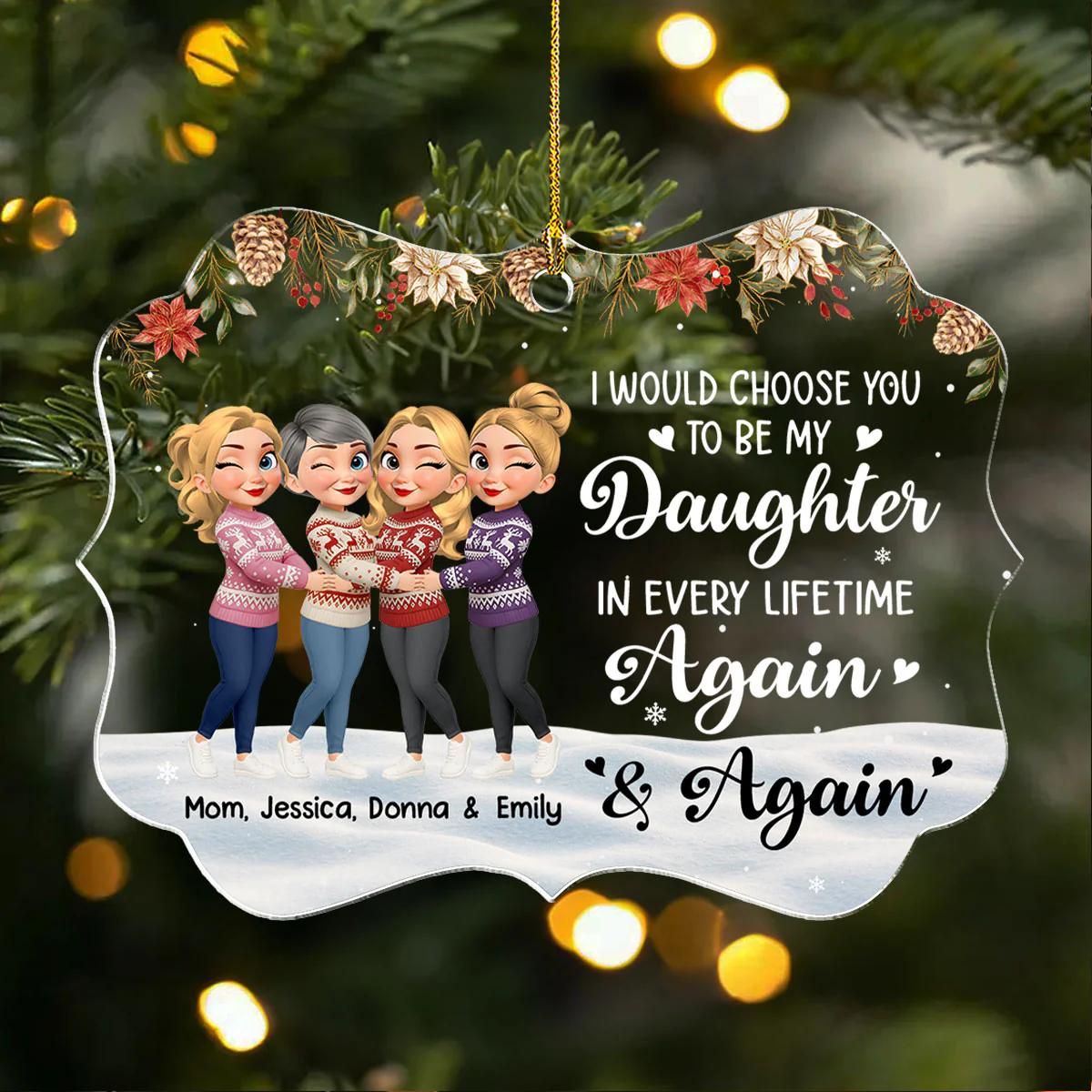 Daughter You Are My Always - Personalized Custom Acrylic Ornament - Image 3