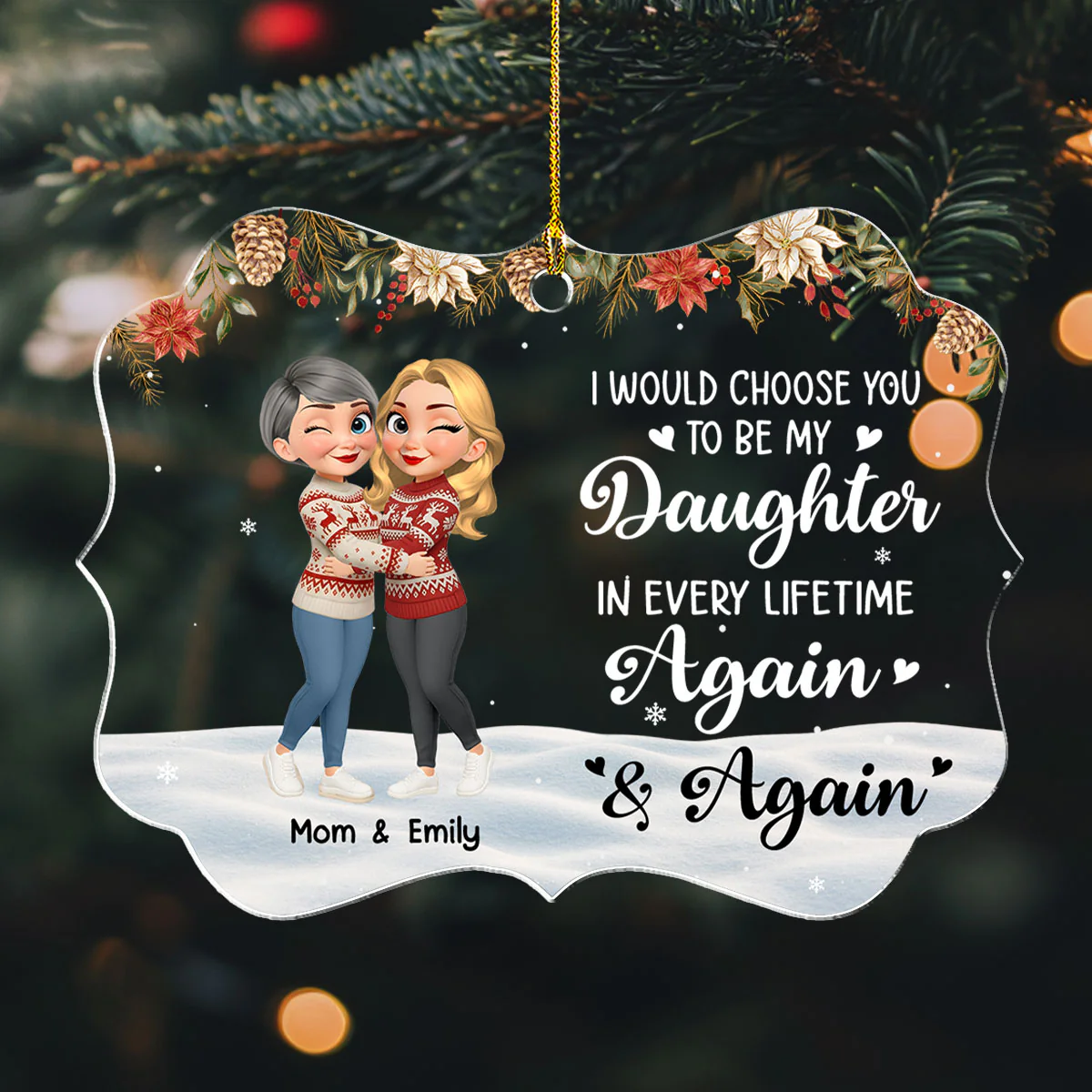 Daughter You Are My Always - Personalized Custom Acrylic Ornament - Image 4