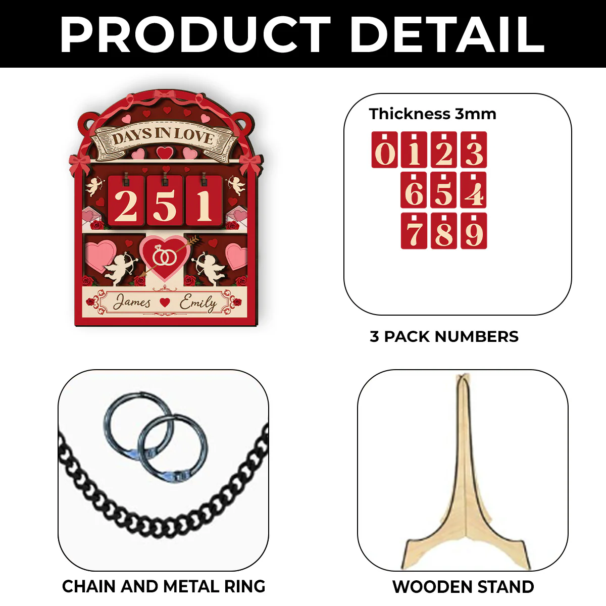 Days In Love - Personalized Custom Tracker Sign - Image 4