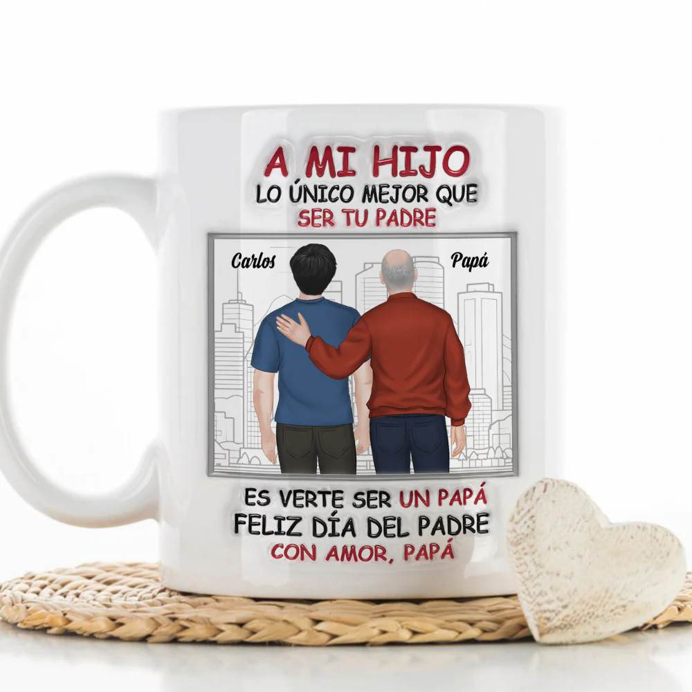 De Hijo A Gran Papá - Taza Personalizada con Efecto 3D Inflado - Image 2