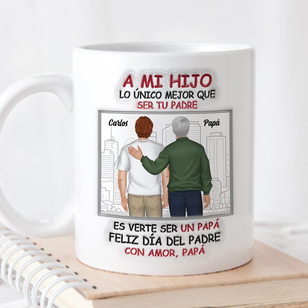 De Hijo A Gran Papá - Taza Personalizada con Efecto 3D Inflado - Image 3