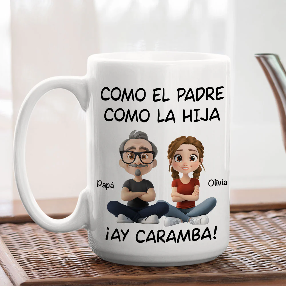 De Tal Palo Tal Astilla Versión Cartoon - Taza De Café Personalizada - Image 5