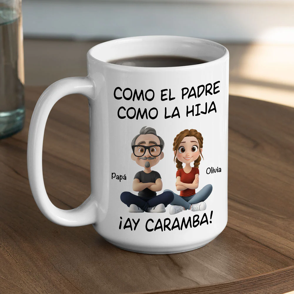 De Tal Palo Tal Astilla Versión Cartoon - Taza De Café Personalizada - Image 6