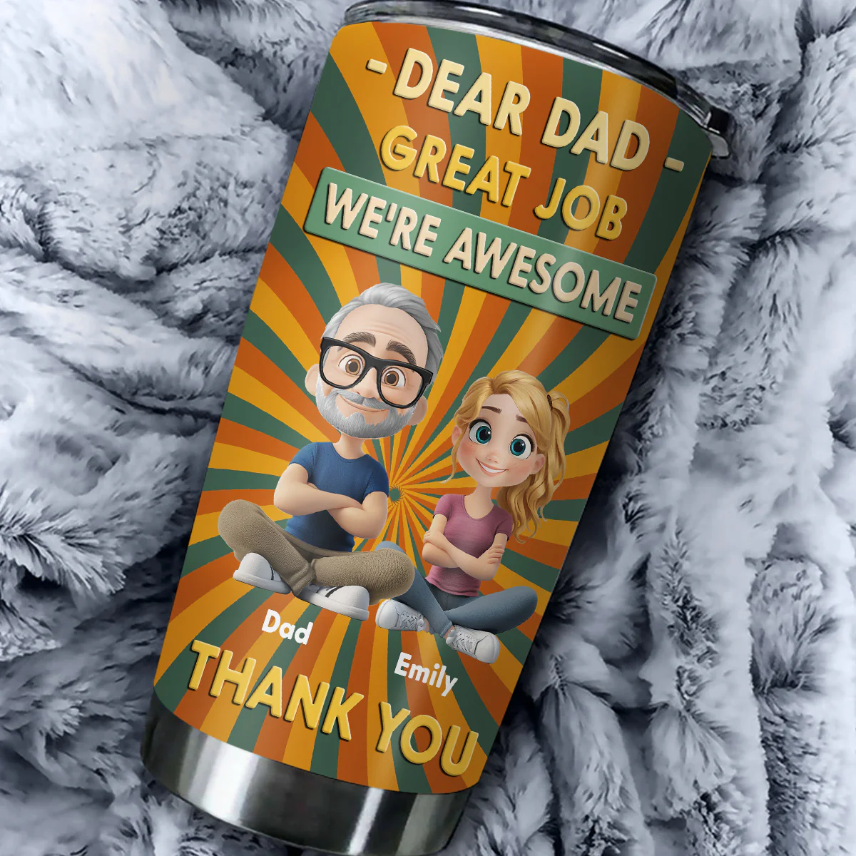Dear Dad Great Job We Are Awesome Thank You Cartoonize - Personalized Custom Tumbler - Image 4