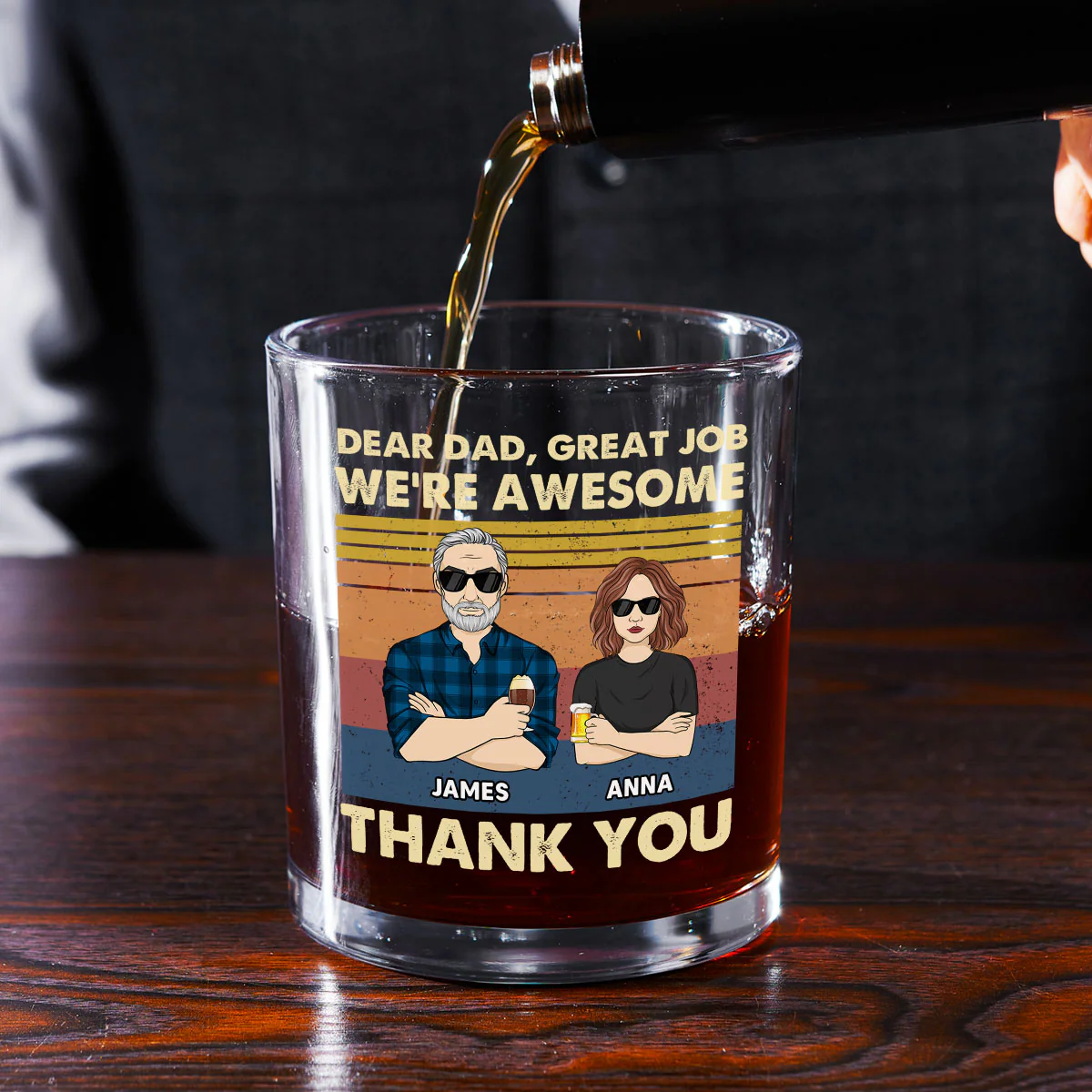 Dear Dad Great Job We Are Awesome Thank You - Personalized Custom Whiskey Glass - Image 3