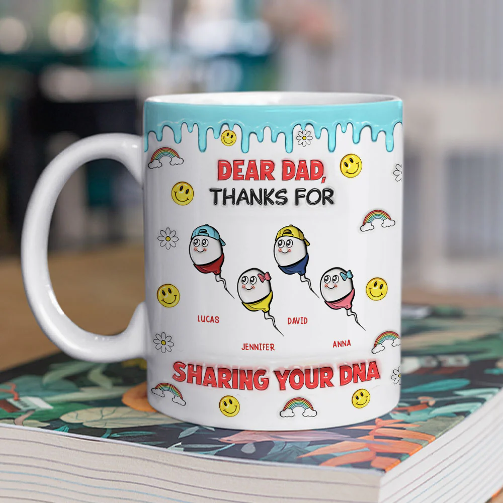 Dear Dad Thanks For Sharing - Personalized Custom 3D Inflated Effect Mug - Image 2