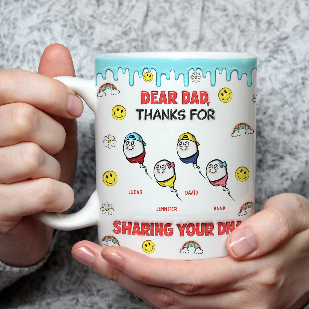 Dear Dad Thanks For Sharing - Personalized Custom 3D Inflated Effect Mug - Image 3