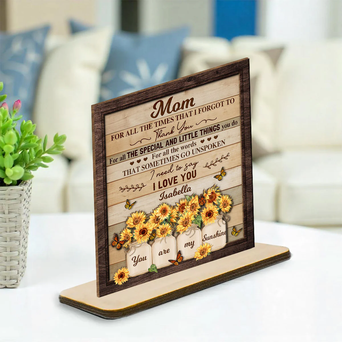 Dear Mom For All The Times - Personalized Custom 2-Layer Wood Plaque With Flat Base - Image 3