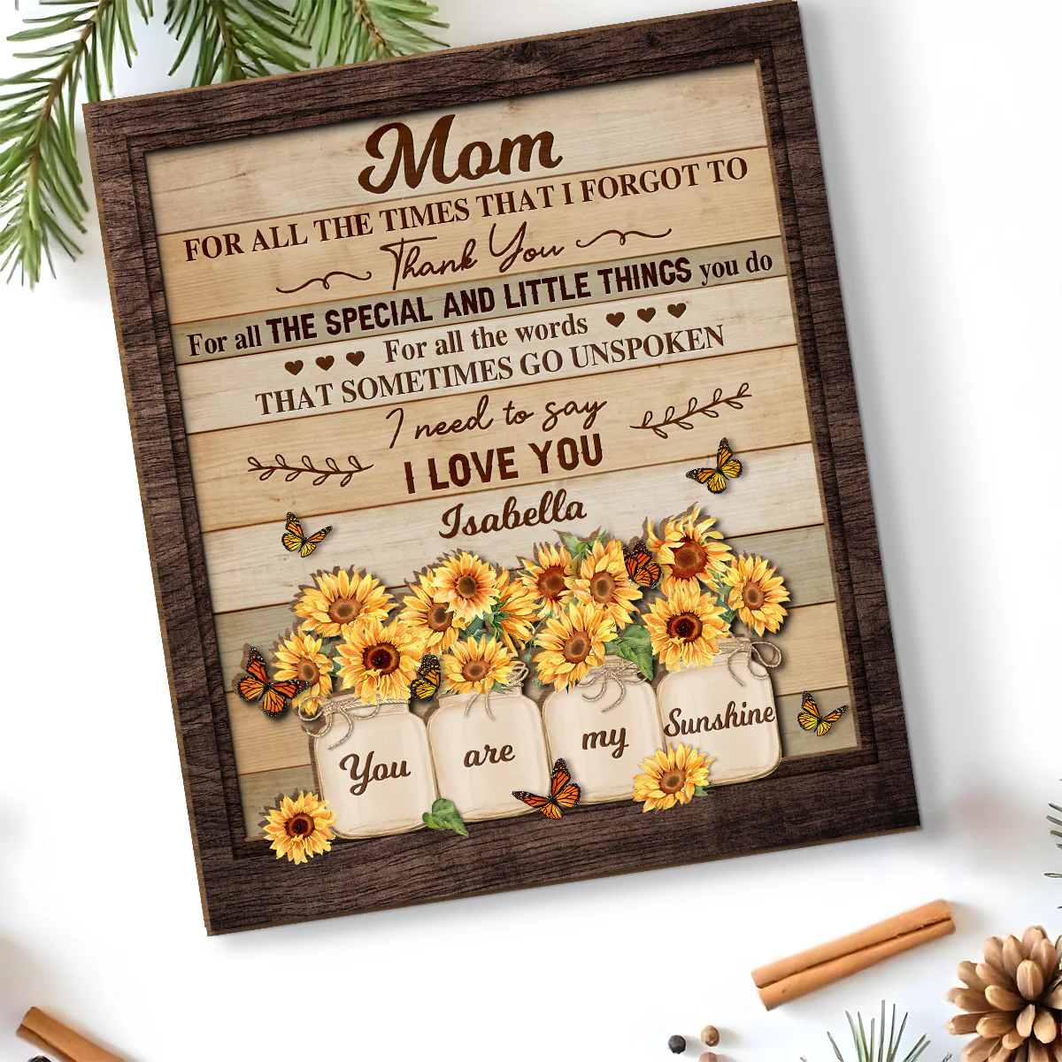 Dear Mom For All The Times - Personalized Custom 2-Layer Wood Plaque With Flat Base - Image 5