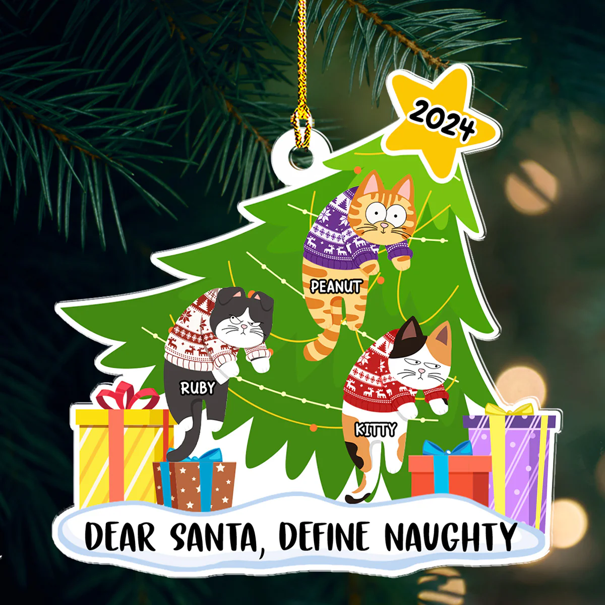 Dear Santa, Define Naughty - Personalized Custom Acrylic Ornament - Image 3