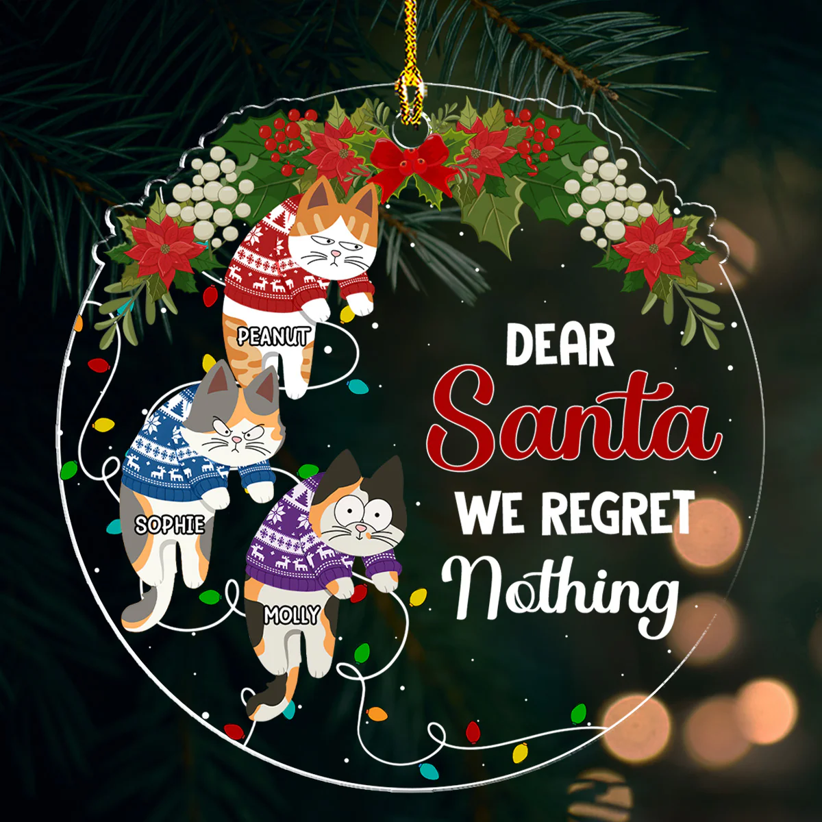 Dear Santa I've Been A Very Good Cat - Personalized Custom Acrylic Ornament - Image 2
