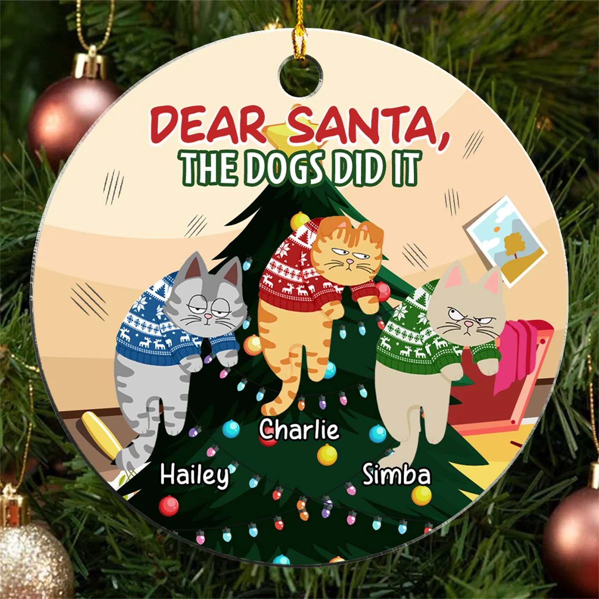 Dear Santa The Dog Did It - Personalized Custom Acrylic Ornament - Image 3