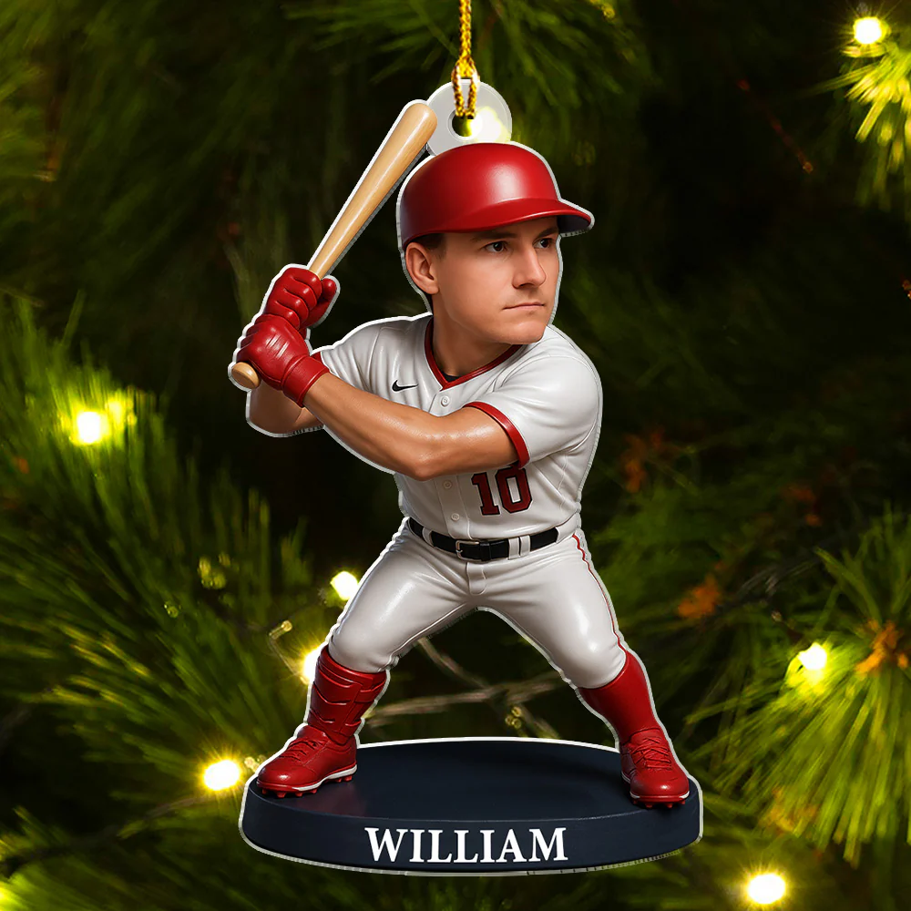 Deck The Halls With Baseballs - Personalized Custom Acrylic Ornament - Image 3