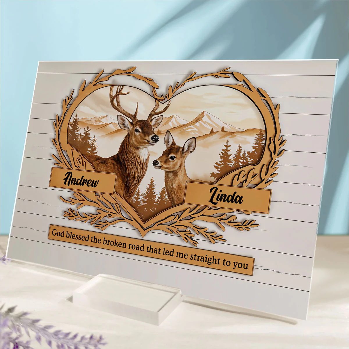 Deer Love - Personalized Custom Acrylic Plaque With Base - Image 2
