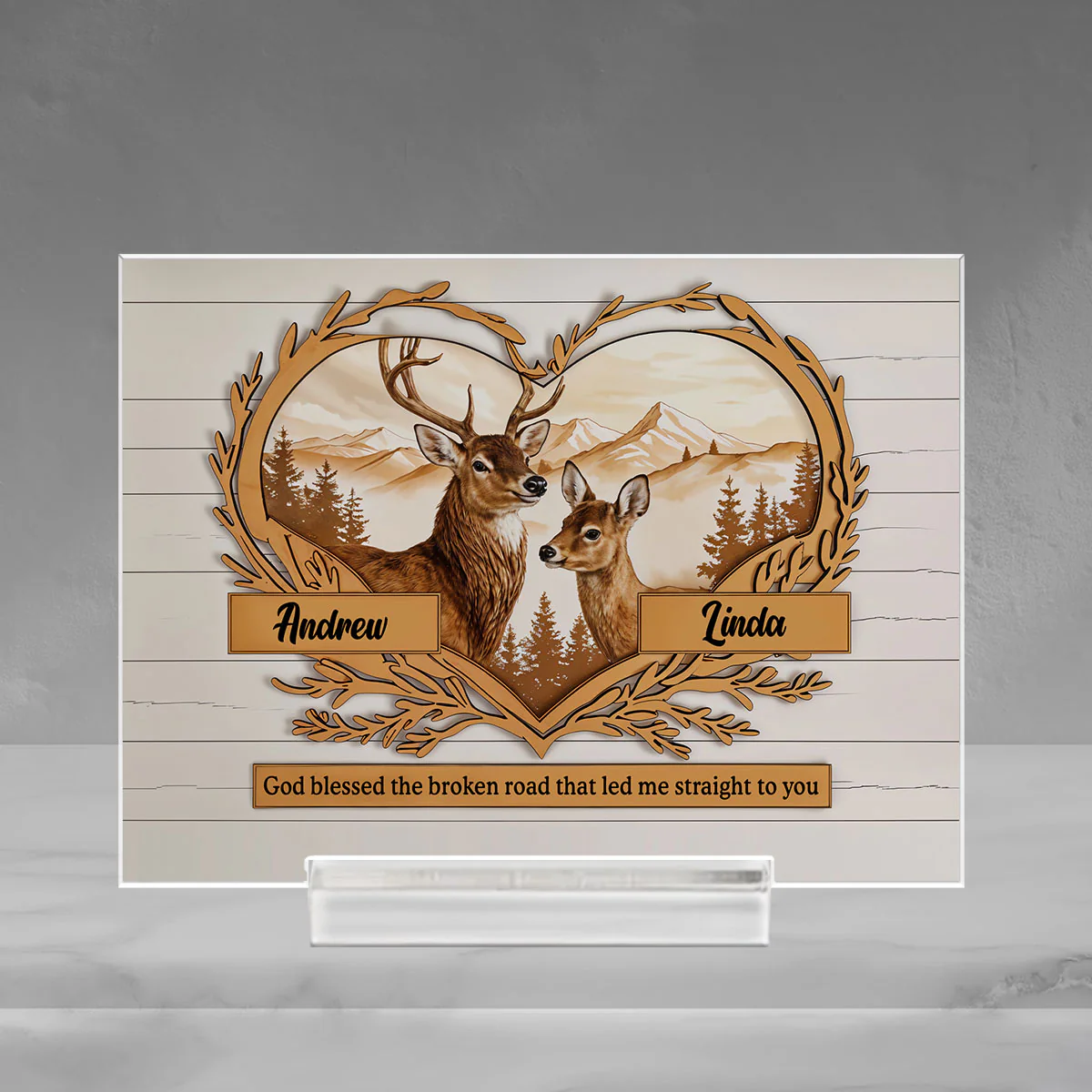 Deer Love - Personalized Custom Acrylic Plaque With Base - Image 3