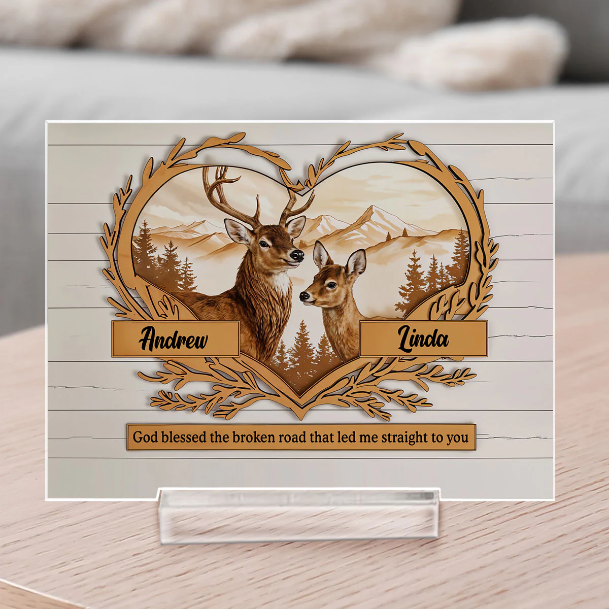 Deer Love - Personalized Custom Acrylic Plaque With Base - Image 4