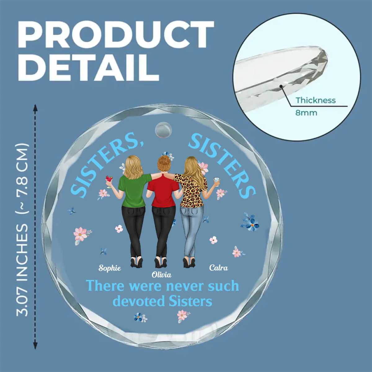 Devoted Sisters - Personalized Custom Glass Ornament - Image 5